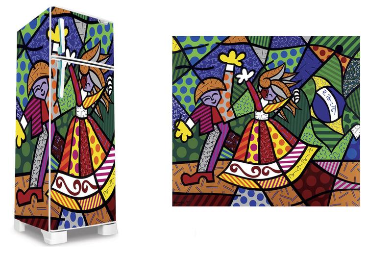 Imagem de Adesivo decorativo geladeira inteira romero brito (03 peças 80x190)