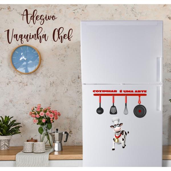 Adesivo Decorativo Para Geladeira Parede Cozinha Vaquinha Chef - JW SHOP Imagem de Adesivo Decorativo Para Geladeira Parede Cozinha Vaquinha Chef