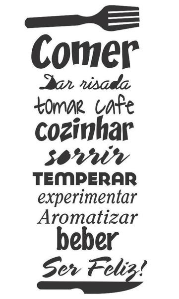 Imagem de Adesivo Decorativo Parede Frase Para Cozinha Comer E Feliz