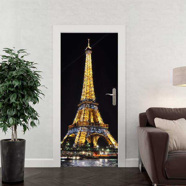 Imagem de Adesivo Decorativo Porta Torre Eiffel Luzes Paris França