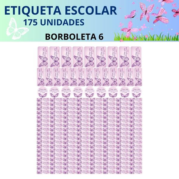 Imagem de Adesivo Etiqueta Escolar Personalizado Vinil Borboleta 175UN