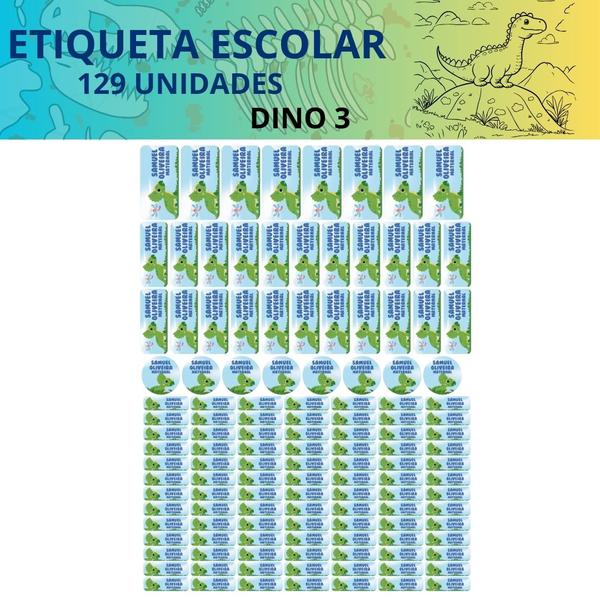 Imagem de Adesivo Etiqueta Escolar Personalizado Vinil Dinossauro 129 UN