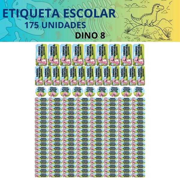 Imagem de Adesivo Etiqueta Escolar Personalizado Vinil Dinossauro 175 UN