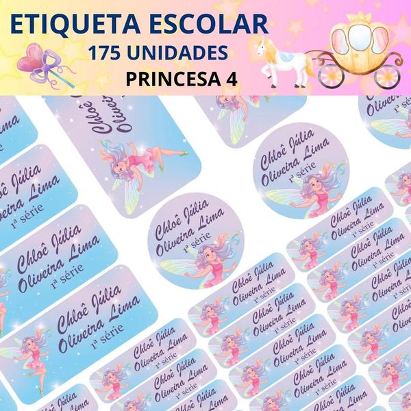 Adesivo Etiqueta Escolar Personalizado Vinil Princesa 175UN - Tectoner Imagem de Adesivo Etiqueta Escolar Personalizado Vinil Princesa 175UN