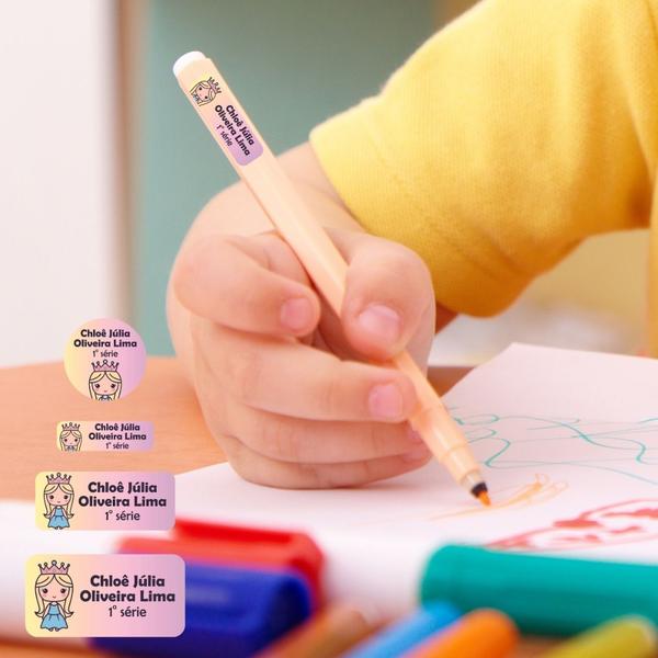 Adesivo Etiqueta Escolar Personalizado Vinil Princesa 175UN - Tectoner Imagem de Adesivo Etiqueta Escolar Personalizado Vinil Princesa 175UN