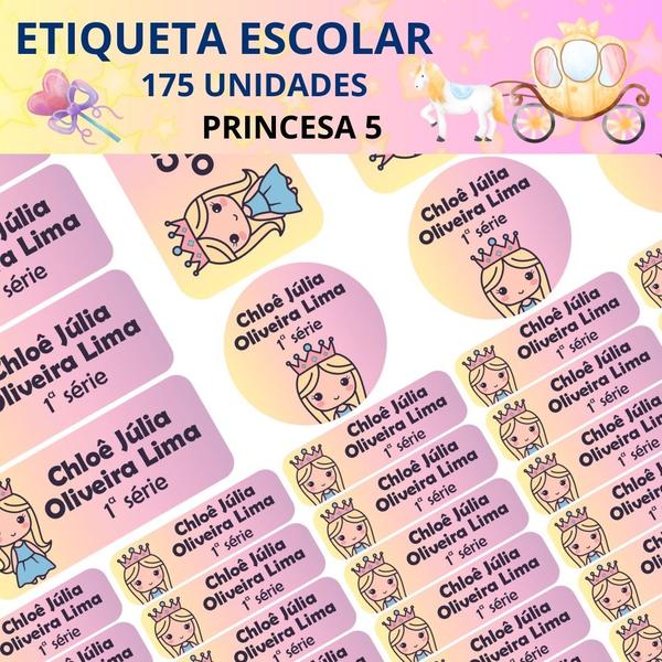 Adesivo Etiqueta Escolar Personalizado Vinil Princesa 175UN - Tectoner Imagem de Adesivo Etiqueta Escolar Personalizado Vinil Princesa 175UN