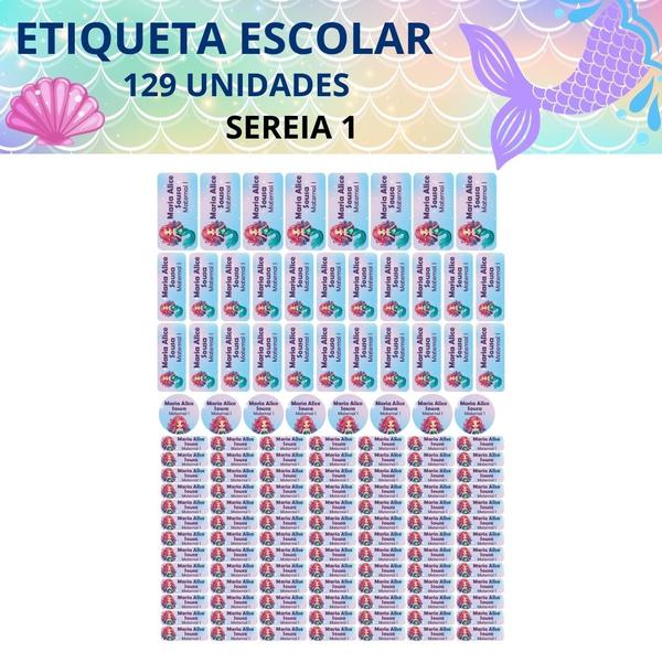 Adesivo Etiqueta Escolar Personalizado Vinil Sereia 129UN - Tectoner Imagem de Adesivo Etiqueta Escolar Personalizado Vinil Sereia 129UN