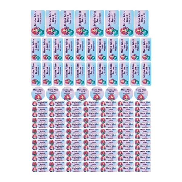 Adesivo Etiqueta Escolar Personalizado Vinil Sereia 129UN - Tectoner Imagem de Adesivo Etiqueta Escolar Personalizado Vinil Sereia 129UN