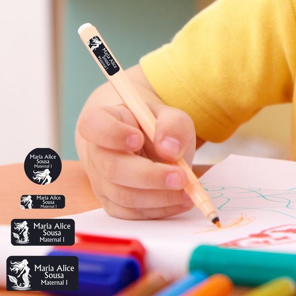 Adesivo Etiqueta Escolar Personalizado Vinil Sereia 175UN - Tectoner Imagem de Adesivo Etiqueta Escolar Personalizado Vinil Sereia 175UN