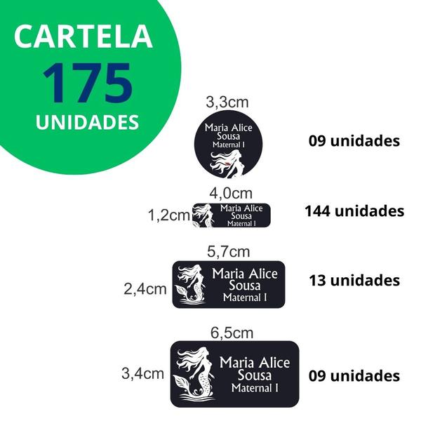 Adesivo Etiqueta Escolar Personalizado Vinil Sereia 175UN - Tectoner Imagem de Adesivo Etiqueta Escolar Personalizado Vinil Sereia 175UN