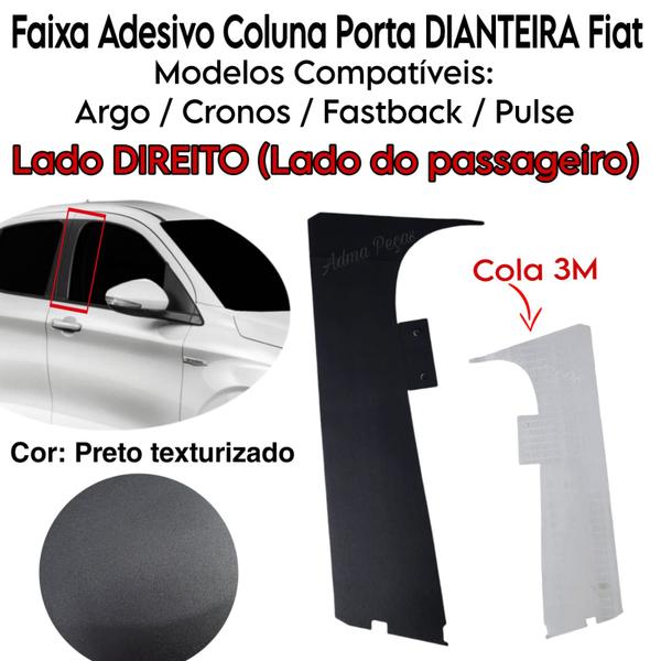 Imagem de Adesivo Faixa Coluna Porta Dianteira Fiat Cronos 2018 2019 2020 2021 2022 Lado Direito