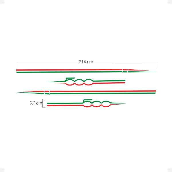 Imagem de Adesivo Faixa Lateral Fiat 500 Itália Filetes - Genérico