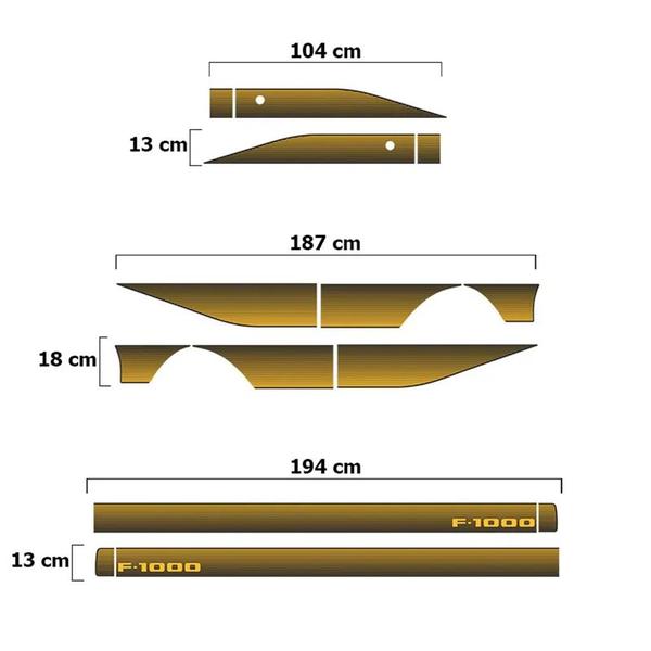 Imagem de Adesivo Faixas Laterais Caminhão Ford F-1000 87/90 Amarelo