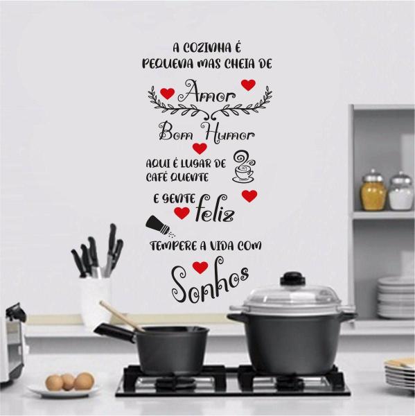 Imagem de Adesivo Frase para Cozinha A cozinha é pequena mas cheia de amor adesivo parede, decoração.