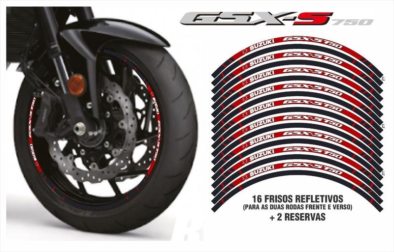 Imagem de Adesivo Friso Refletivo Gsx-s 750 Vermelho