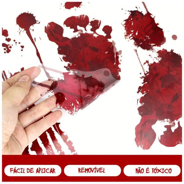 Imagem de Adesivo Halloween Pés e Mãos Com Sangue Decorar Portas Paredes e chão