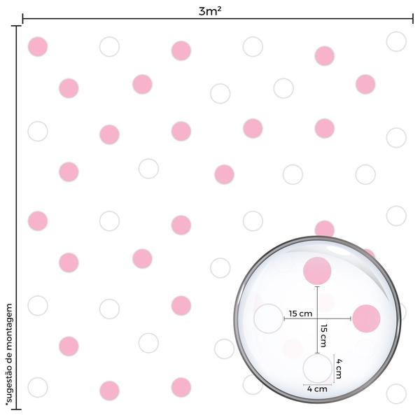 Imagem de Adesivo Infantil Bolinhas Rosa e Branco-144un