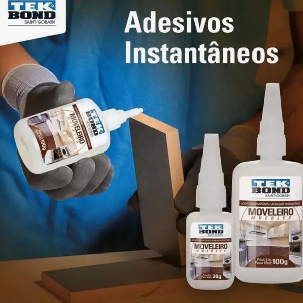 Imagem de Adesivo Instantâneo Moveleiro Tekbond 100g Madeira 09 Peças