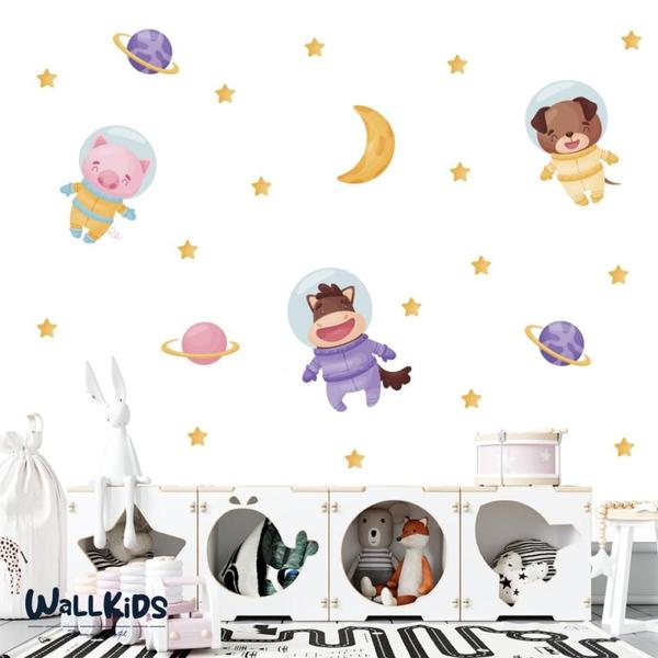 Imagem de Adesivo kit infantil animais astronautas