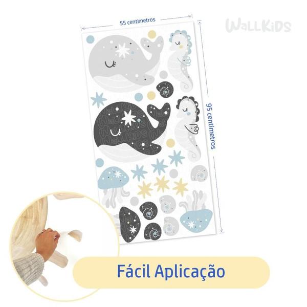 Imagem de Adesivo kit infantil animais marinhos cinza e azul