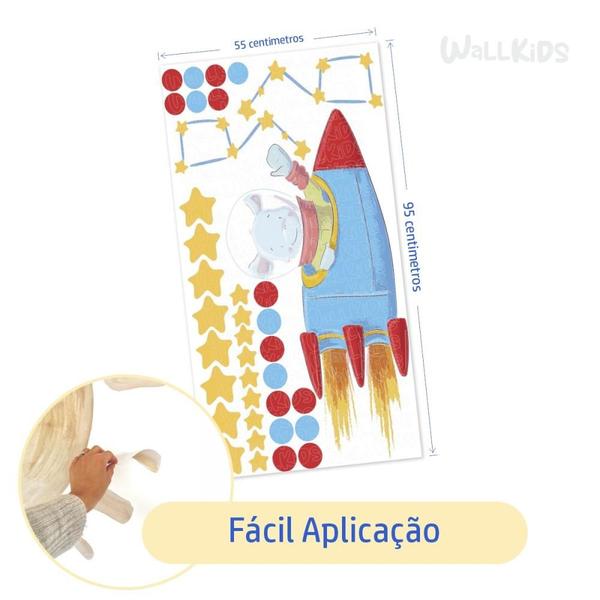 Imagem de Adesivo Kit Infantil animal astronauta foguete estrela