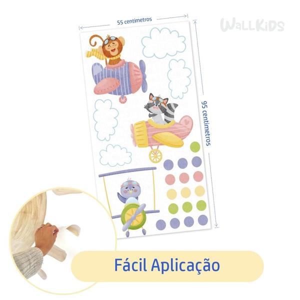 Imagem de Adesivo kit infantil animal avião macaco guaxinim pássaro