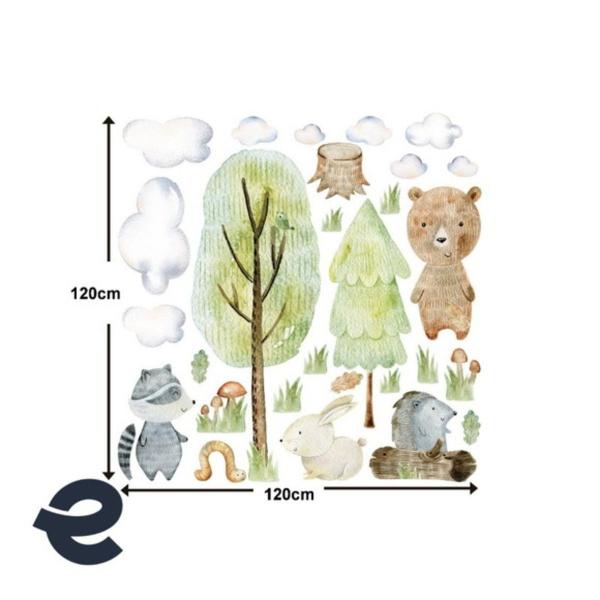 Imagem de Adesivo Kit Infantil Aquarela Árvore Floresta Animais Zoo