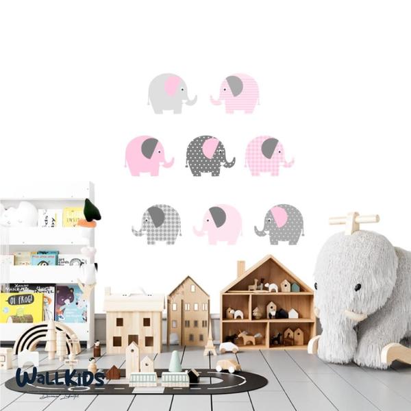 Imagem de Adesivo kit infantil baby elefante rosa cinza