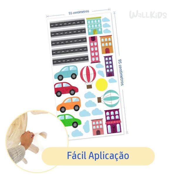 Imagem de Adesivo kit infantil carros com prédios e balões