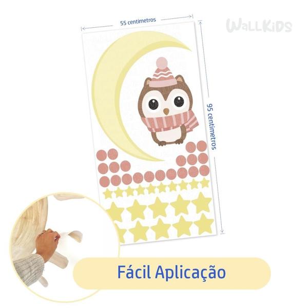 Imagem de Adesivo Kit Infantil coruja lua menina menino