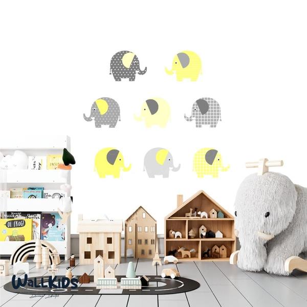 Imagem de Adesivo kit infantil elefante amarelo cinza