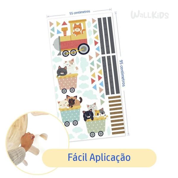 Imagem de Adesivo kit infantil gatinhos fofos em trem