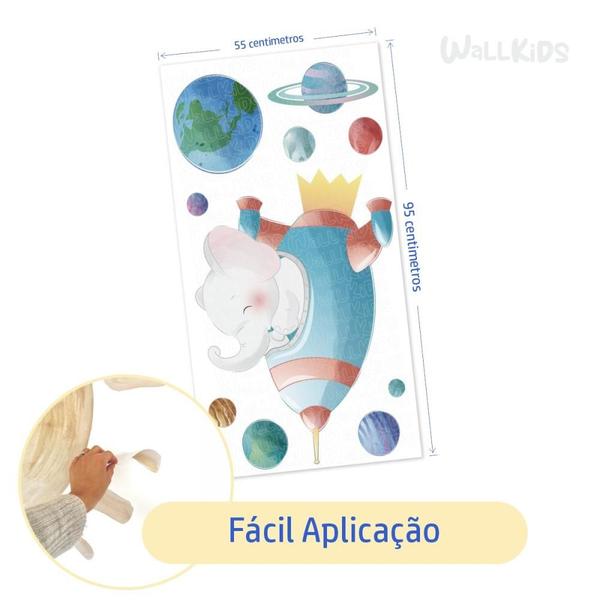 Imagem de Adesivo Kit Infantil menino elefante foguete