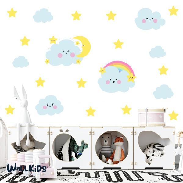 Imagem de Adesivo kit infantil nuvens e estrelas