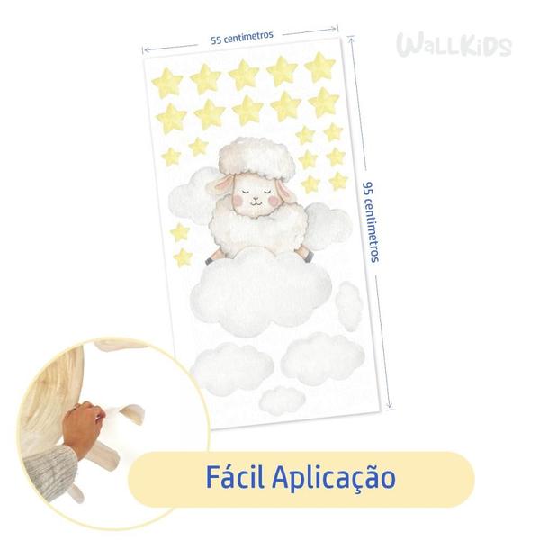 Imagem de Adesivo kit infantil ovelha animal estrelas nuvens