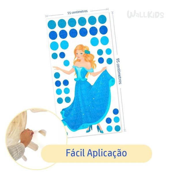 Imagem de Adesivo kit infantil princesa bonita vestido azul