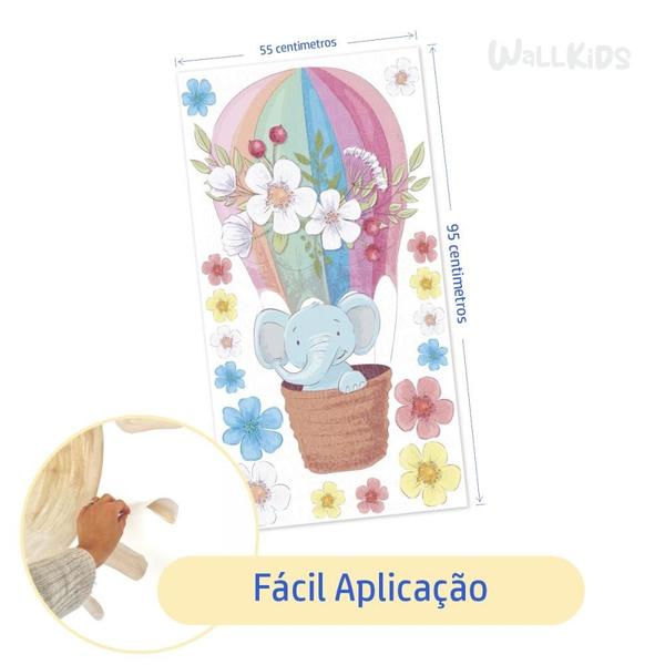 Imagem de Adesivo Kit Infantil quarto menina elefante balão flores