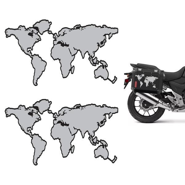 Imagem de Adesivo Mapa Mundi Baú De Moto Bmw Triumph Tiger 28x17 - Par