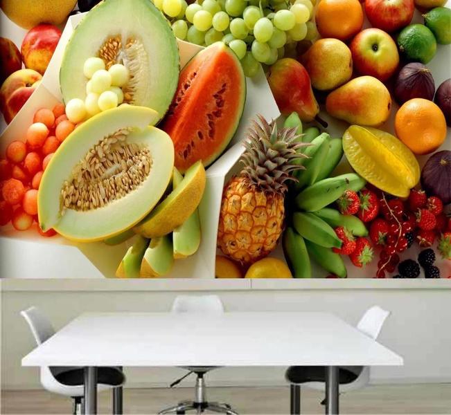 Imagem de Adesivo Painel Papel Parede Cozinha Fruta Hortifruti 1,5x 1M