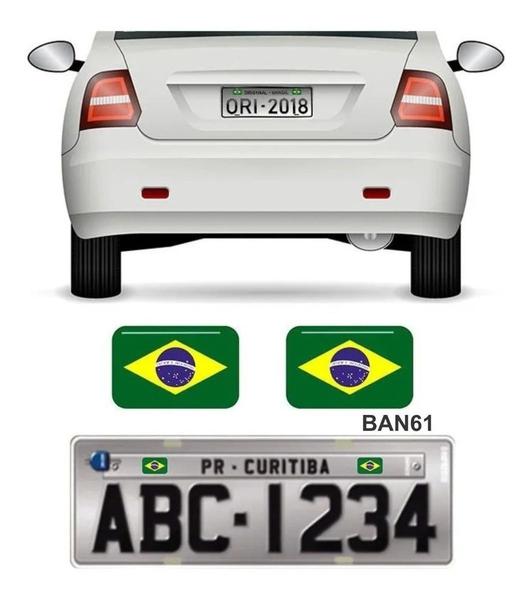 Imagem de Adesivo Par Bandeiras Brasil Placa Carro Moto Resinadas