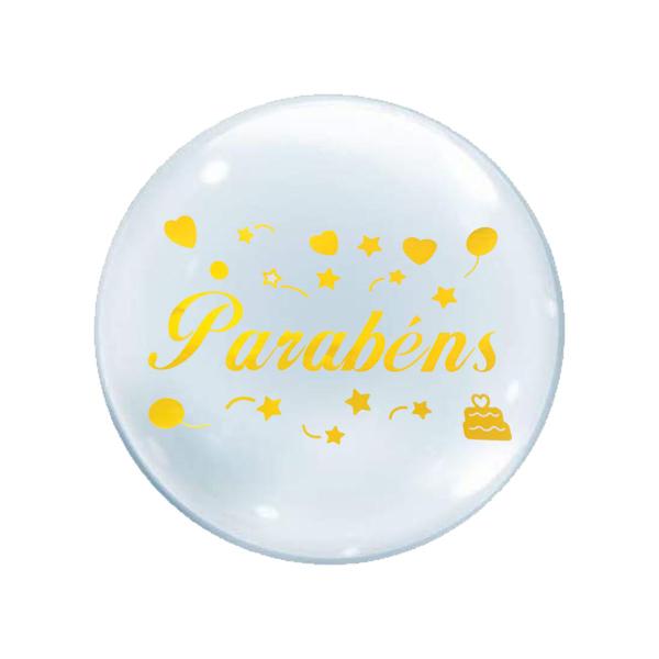 Imagem de Adesivo para Balão Parabéns Refletivo Dourado