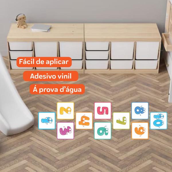 Adesivo Para Chão Amarelinha Infantil Numeros Olhinhos - GID - PERSONALIZADO Imagem de Adesivo Para Chão Amarelinha Infantil Numeros Olhinhos