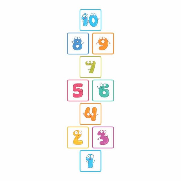 Adesivo Para Chão Amarelinha Infantil Numeros Olhinhos - GID - PERSONALIZADO Imagem de Adesivo Para Chão Amarelinha Infantil Numeros Olhinhos