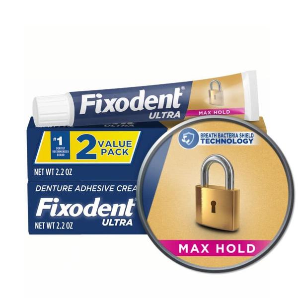 Imagem de Adesivo para dentaduras Fixodent Ultra Max Hold 65 mL (pacote com 2)