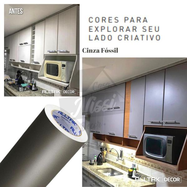 Adesivo Parede Cinza Fóssil Moveis Azulejo Cozinha 4mtx61cm - ALLTAK Imagem de Adesivo Parede Cinza Fóssil Moveis Azulejo Cozinha 4mtx61cm