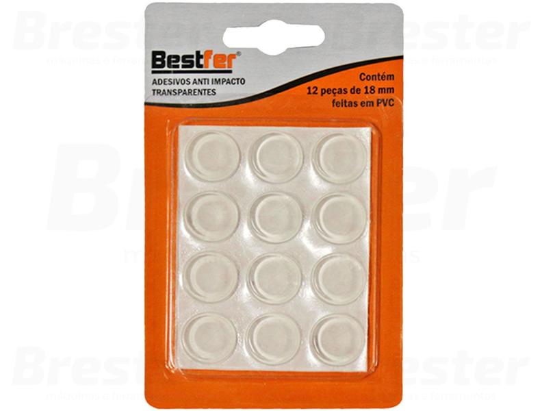 Imagem de Adesivo Protect Anti Impacto Móveis Maçaneta Porta 12pçs 18mm Bestfer BFH1340