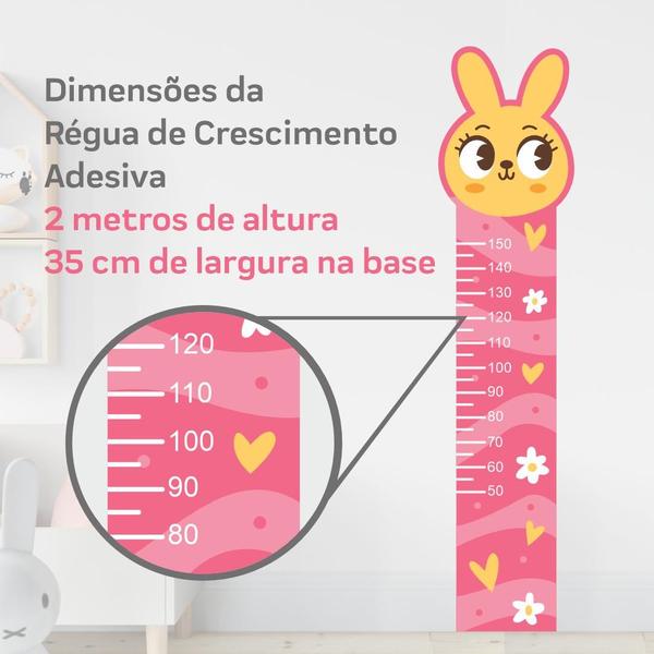 Imagem de Adesivo Régua Crescimento Infantil 2M Desenho Coelho