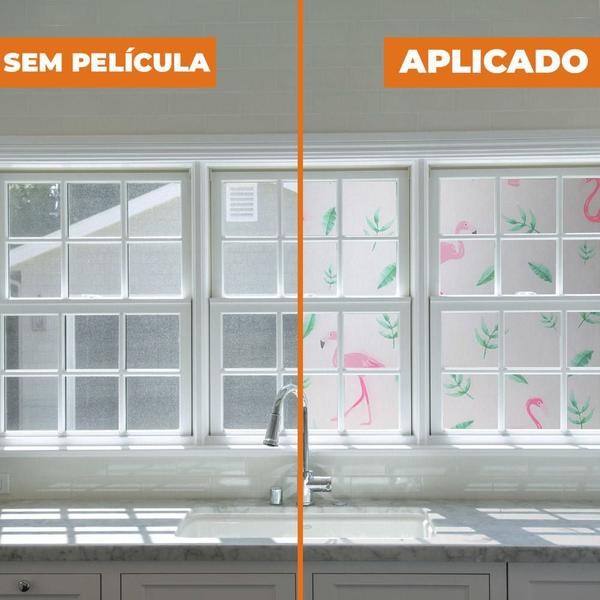 Imagem de Adesivo Sem Cola Janela Modelo Jateado Flamingo Folha 200x60cm