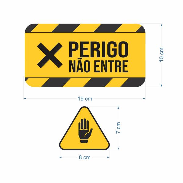 Imagem de Adesivo Sinalização Não Entre Perigo 10x19cm/7x8cm