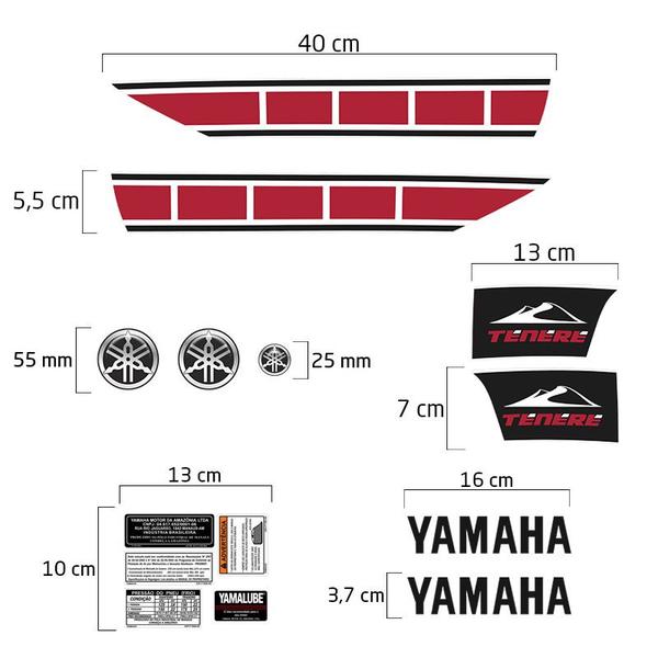 Imagem de Adesivo Tenere 250 2012/2013 Yamaha Emblemas Tanque Vermelho